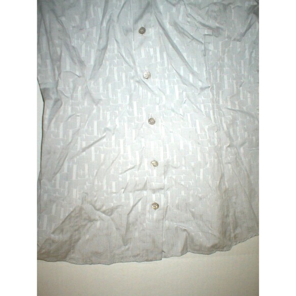 New NWT Womens 4 Ferre Logo Blouse Top Button Down IT 40 Italy Light Gray SS - Picture 3 of 6